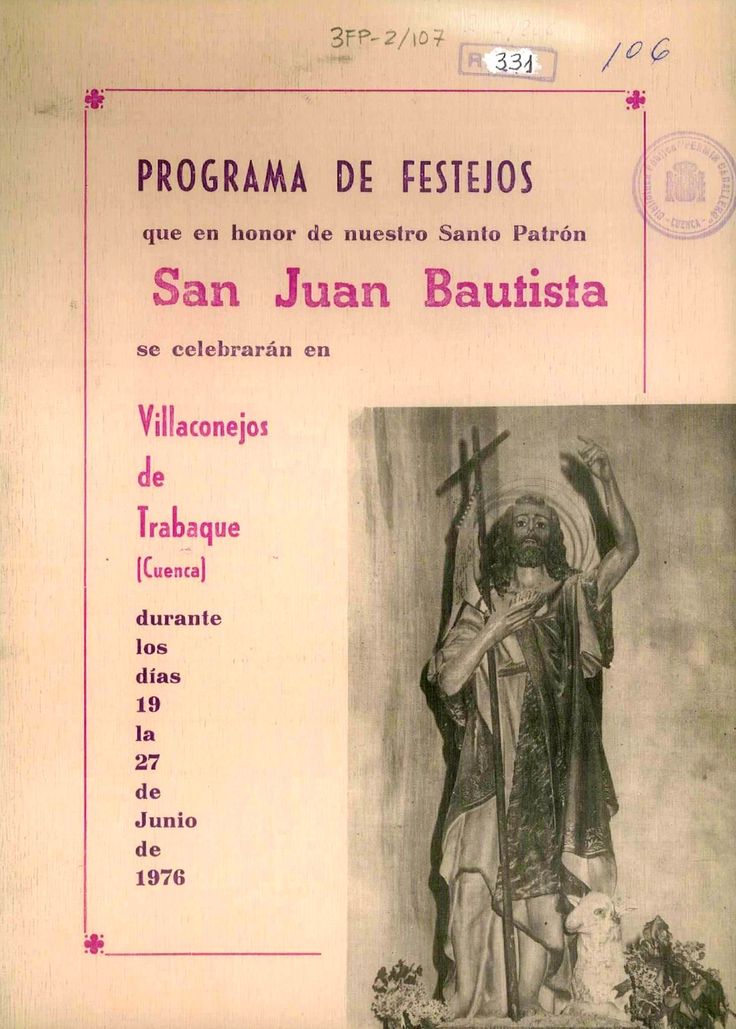 Fiestas patronales en honor a San Juan Bautista 1976 Villaconejos de Trabaque